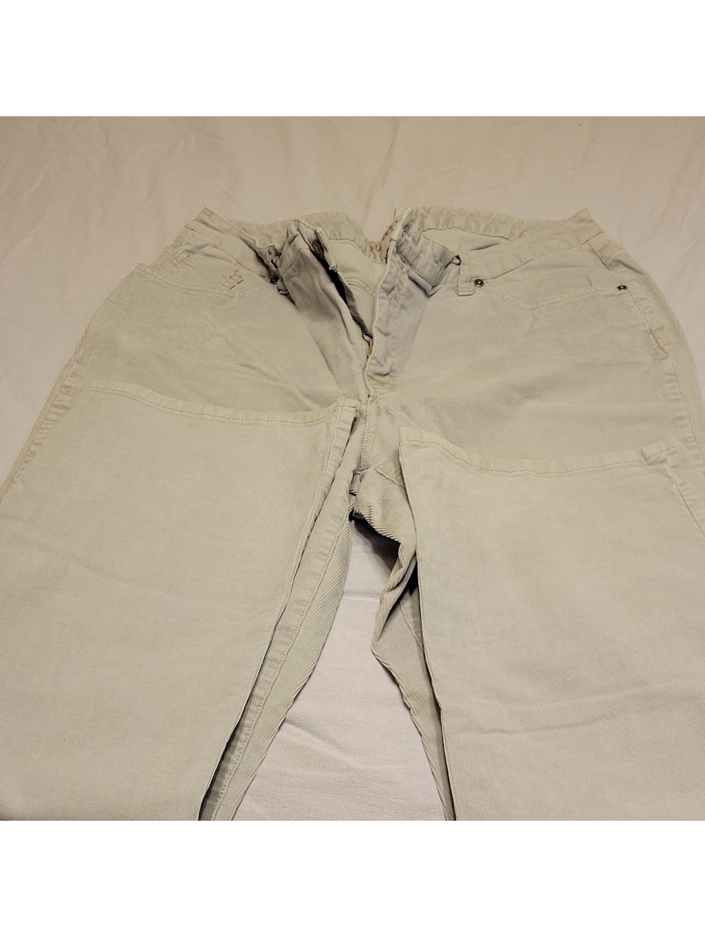 St. John's Bay Women's Light Gray Boy Cut Corduroy Pants Size 18W Boot Cut
